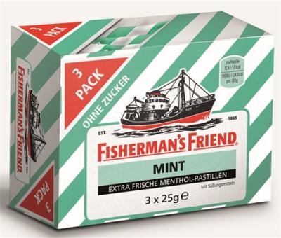 Fishermans Friend Mint ohne Zucker 3x25g 