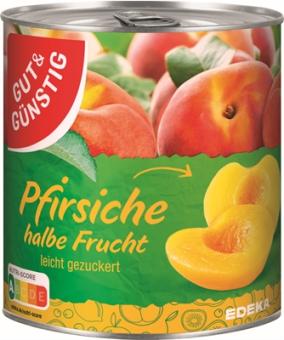 GUT+GÜNSTIG Pfirsiche halbe Frucht leicht gezuckert 820g 