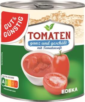 GUT+GÜNSTIG Tomaten ganz und geschält mit Tomatensaft 800g 