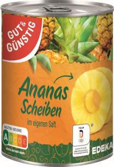 GUT+GÜNSTIG Ananas Scheiben in Saft 820g 