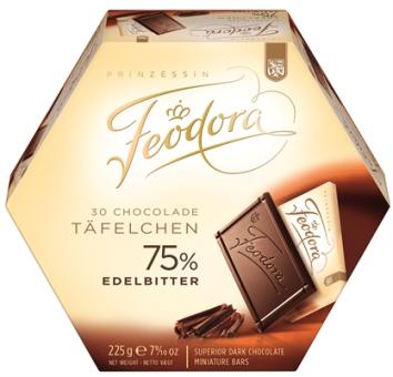 Feodora Chocolade-Täfelchen 75% Edelbitter 225g 