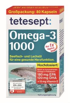 tetesept Omega-3 Lachsöl + Vitamin E Kapseln 80ST 117g 
