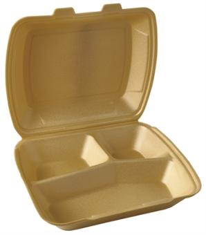 Papstar Menübox 3-geteilt Polystyrol gold 7,5x24,3x20,8cm 100ST 