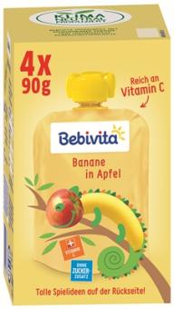 Bebivita Banane in Apfel Früchtezubereitung ab 5.Monat 4x90g 