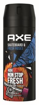 Axe Deo Bodyspray Skateboard+Fresh Rose ohne Aluminiumsalze 150ml 