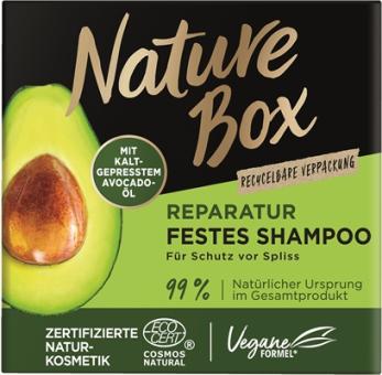 Nature Box Reparatur festes Shampoo Avocado-Öl 85g 