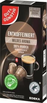 GUT+GÜNSTIG Kaffeekapseln Lungo entkoffeiniert 10ST 52g 