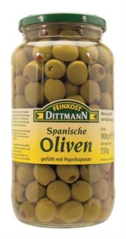 Feinkost Dittmann Oliven gefüllt Paprikapaste 900g 