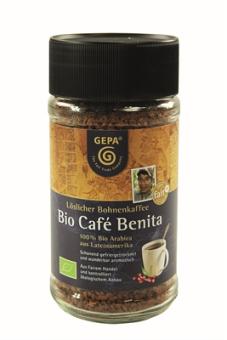 Bio Gepa Cafe Benita löslicher Bohnenkaffee vollaromatisch reiner Arabica-Kaffee 100g 