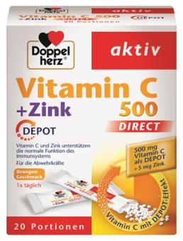 Doppelherz Vitamin C 500+Zink Direct 20Portionen 32g 