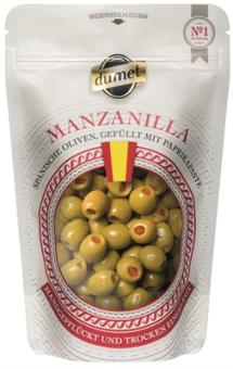 Dumet Manzanilla grüne Oliven gefüllt mit Paprikapaste 200g 